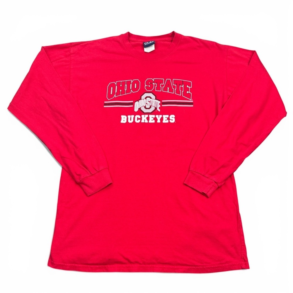 Vintage Ohio State Buckeyes Long Sleeve T‎ Shirt Adult Size Large Red Y2K NCAA
